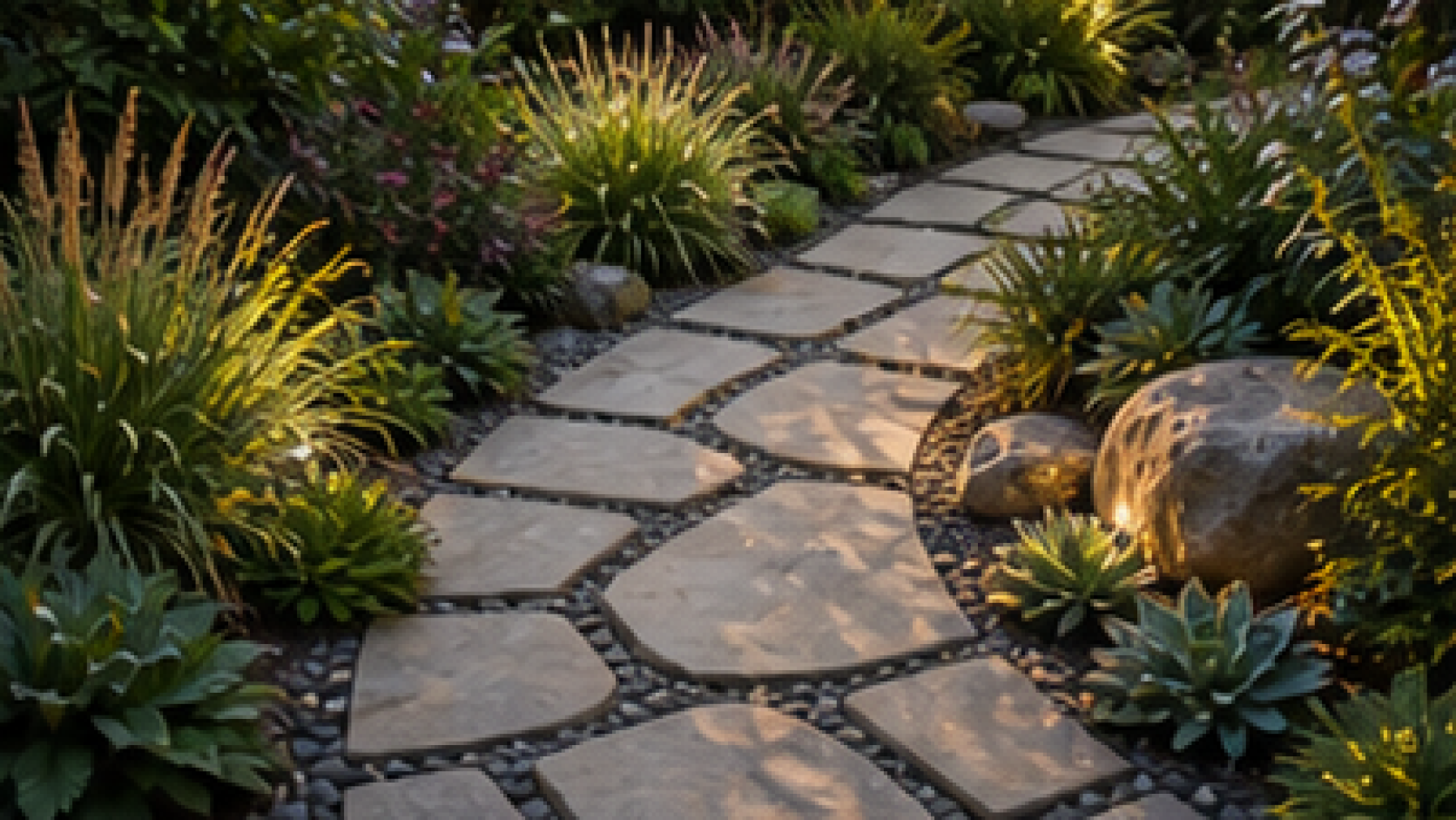 Backyard Walkway Ideas planting and material detail