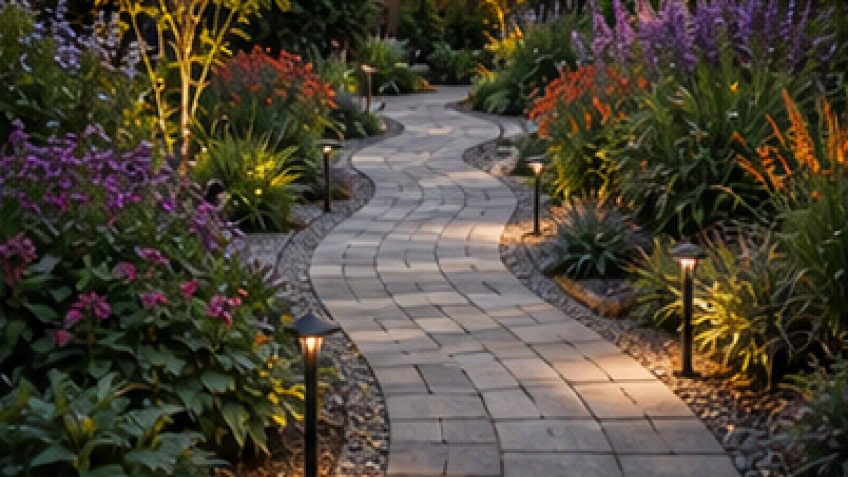 Backyard Walkway Ideas with seasonal color