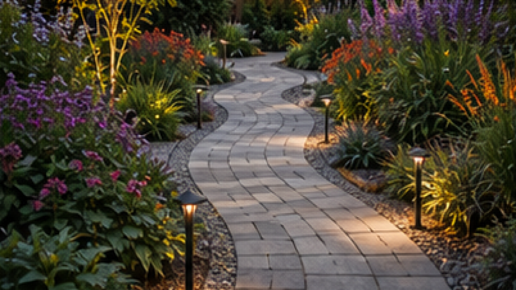 Backyard Walkway Ideas with seasonal color