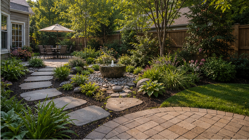 Backyard Water Feature Ideas with layout idea