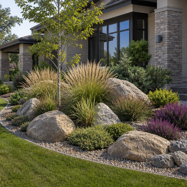 Boulder Landscaping Ideas with real yard setting