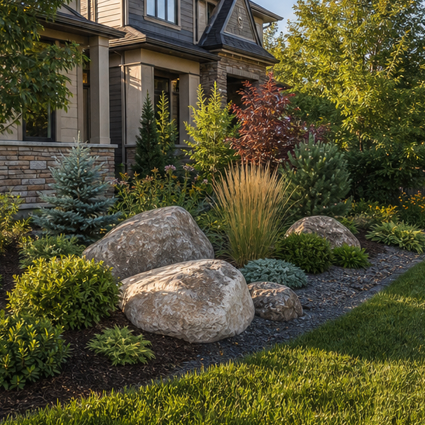 Boulder Landscaping Ideas with front yard boulders