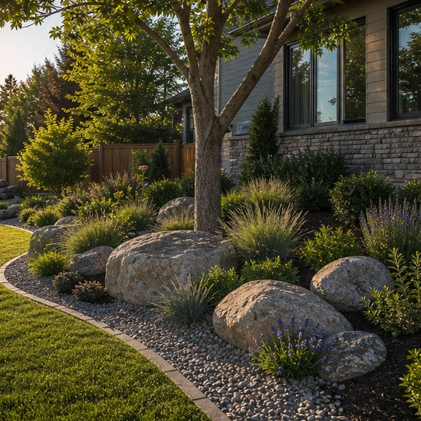 Boulder Landscaping Ideas with layout direction