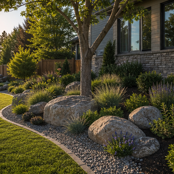 Boulder Landscaping Ideas with layout direction