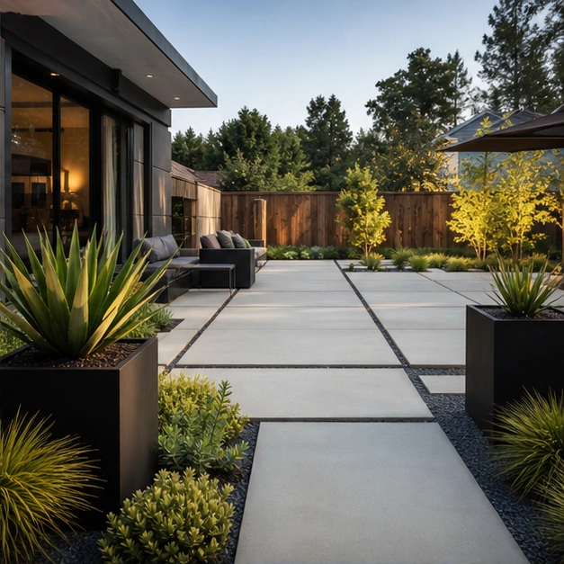Concrete Patio Ideas with modern lines