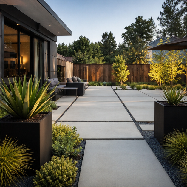 Concrete Patio Ideas with modern lines