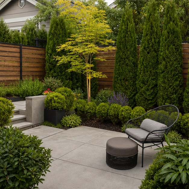 Concrete Patio Ideas with privacy edge