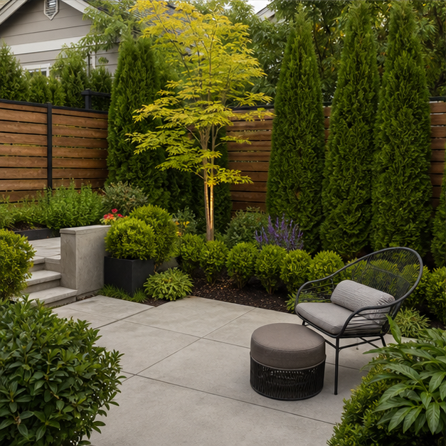 Concrete Patio Ideas with privacy edge