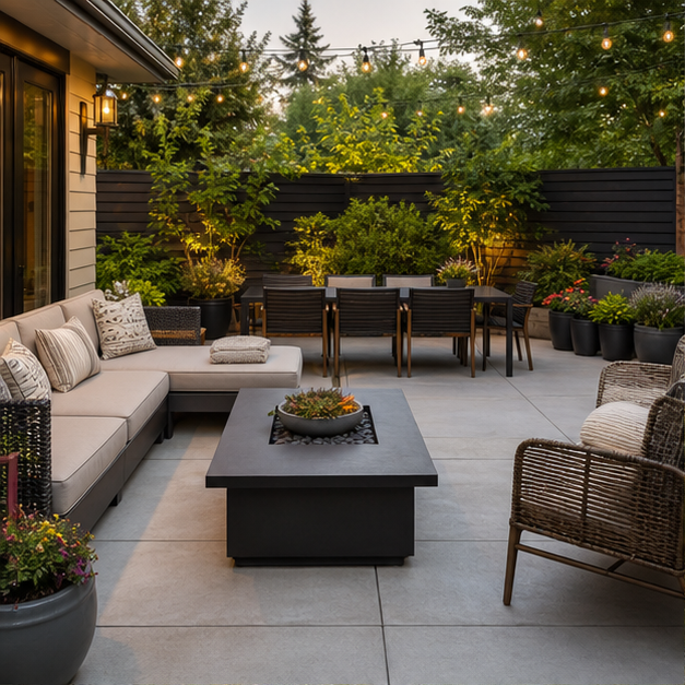 Concrete Patio Ideas with seating zone