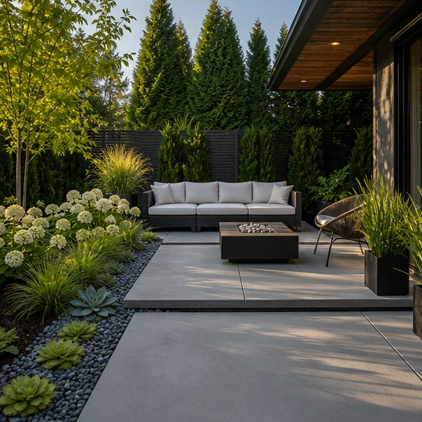 Concrete Patio Ideas with texture contrast