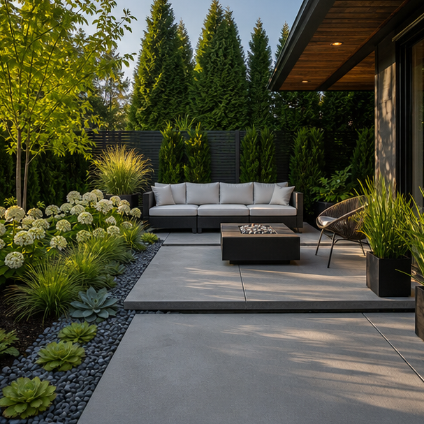 Concrete Patio Ideas with texture contrast