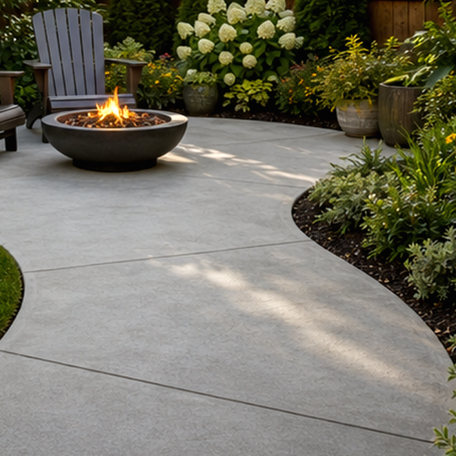 Concrete Patio Ideas materials and planting