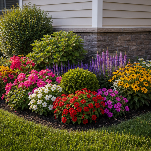 Corner Flower Bed Ideas with bright blooms