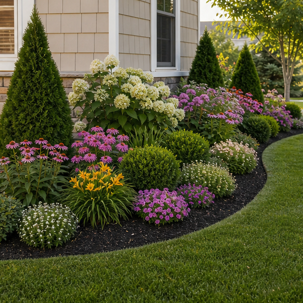 Corner Flower Bed Ideas with curved bed