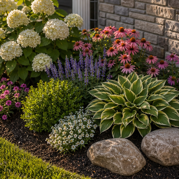 Corner Flower Bed Ideas planting and material detail