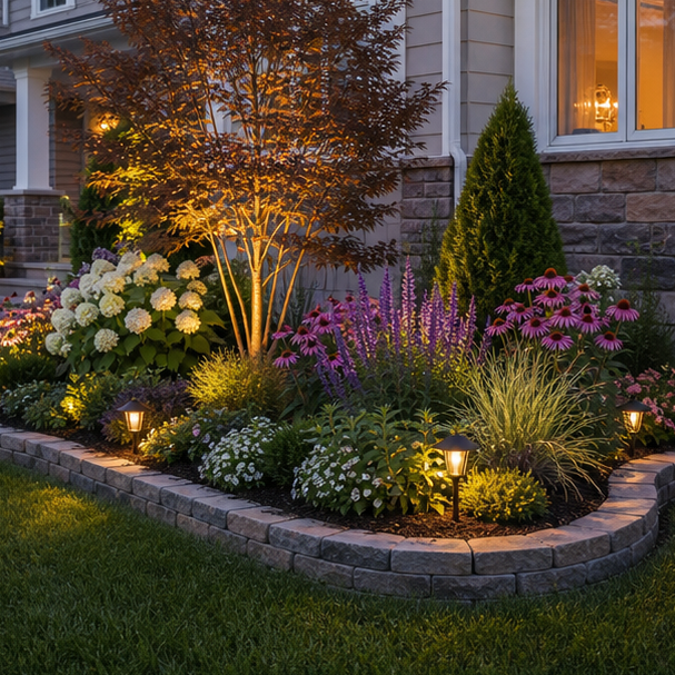 Corner Flower Bed Ideas lighting idea