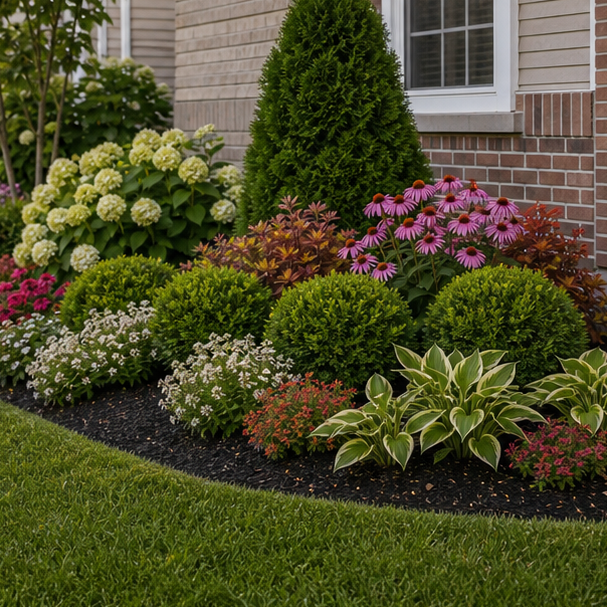 Corner Flower Bed Ideas with low shrubs