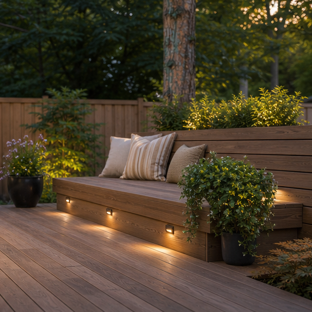 Deck Landscaping Ideas with bench edge