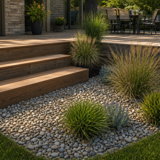 Deck Landscaping Ideas with gravel base