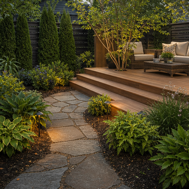 Deck Landscaping Ideas with layout direction