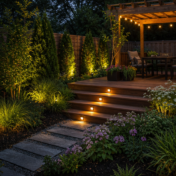 Deck Landscaping Ideas with lighting direction