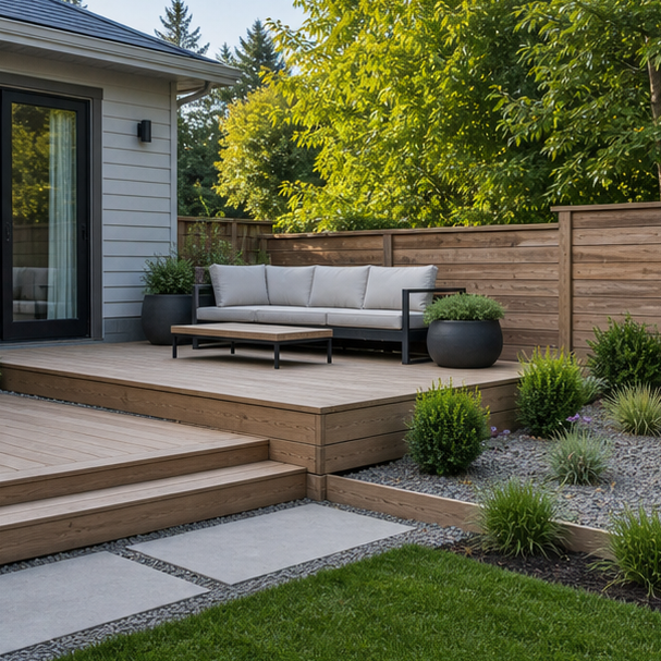 Deck Landscaping Ideas with modern lines