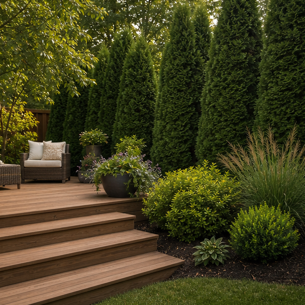 Deck Landscaping Ideas with privacy greenery