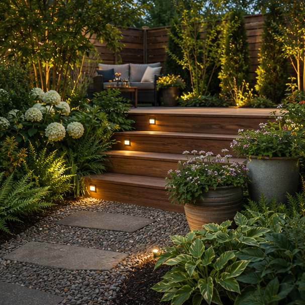 Deck Landscaping Ideas with step garden
