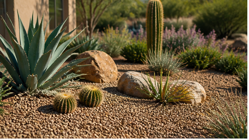 Desert Landscaping Ideas with light gravel