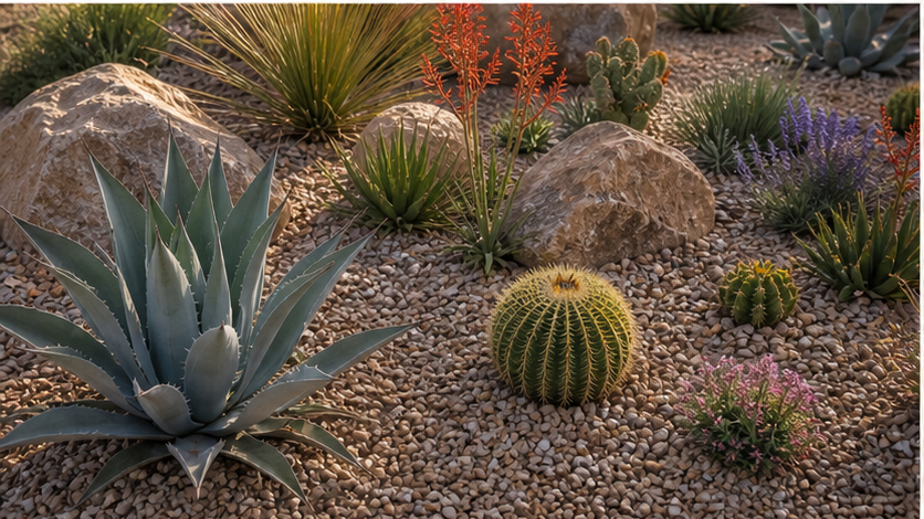 Desert Landscaping Ideas with materials and planting
