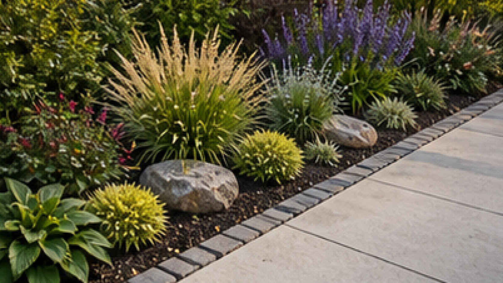 Driveway Border Landscaping Ideas materials and planting