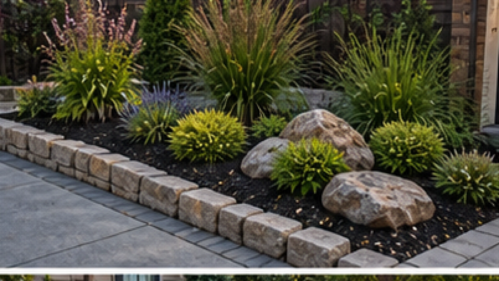 Driveway Border Landscaping Ideas with border stones
