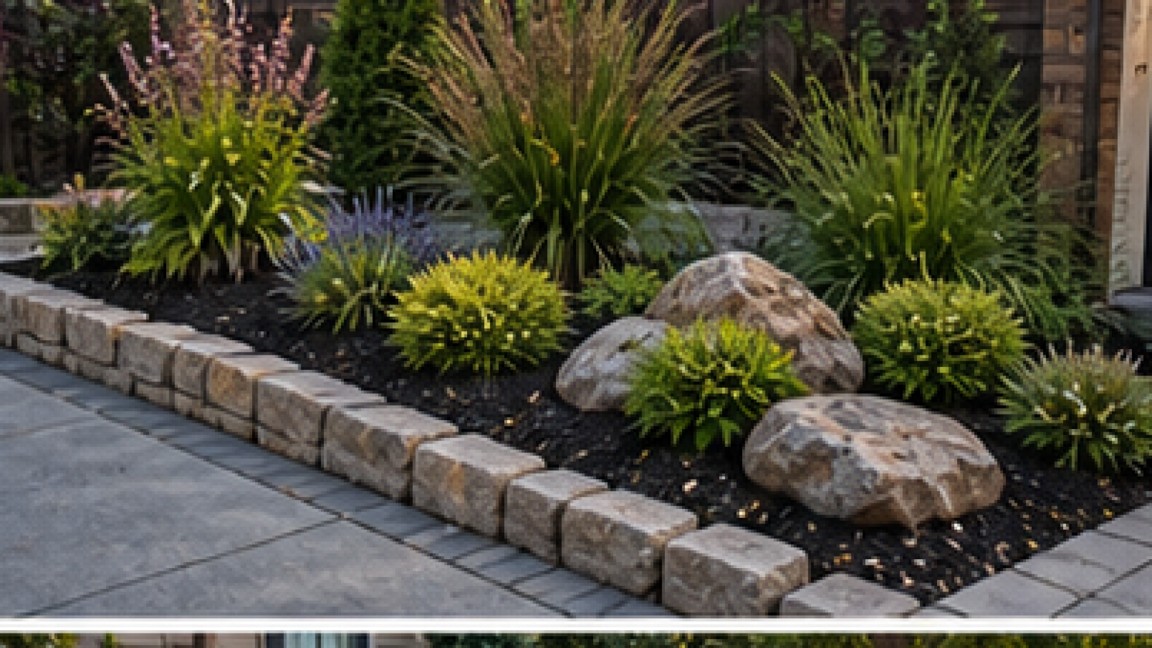 Driveway Border Landscaping Ideas with border stones