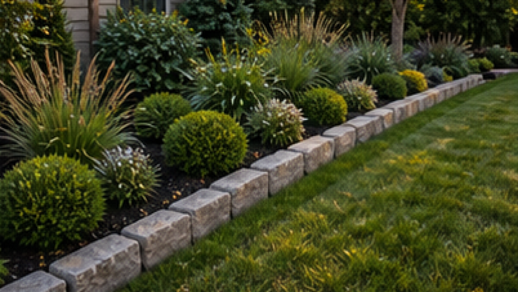 Driveway Border Landscaping Ideas with stone border
