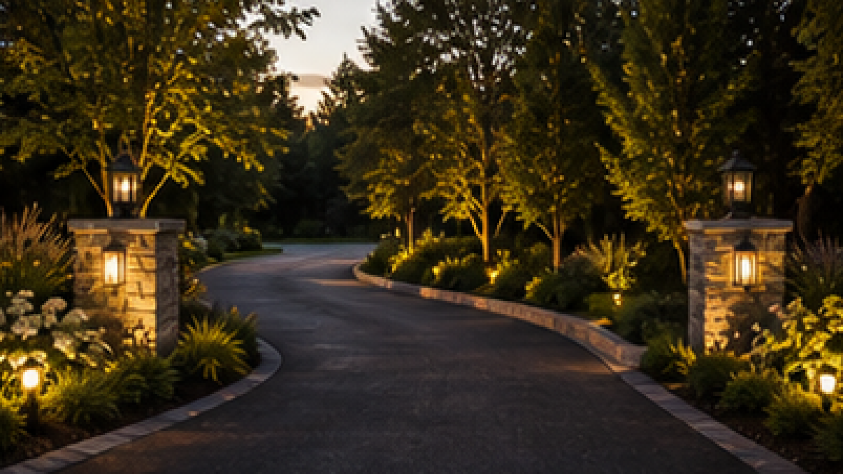 Driveway Entrance Landscaping Ideas lighting idea