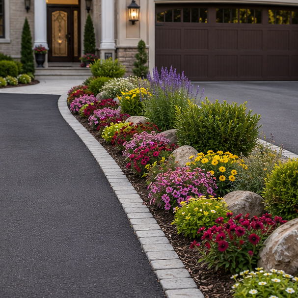 Driveway Flower Bed Ideas in a real setting