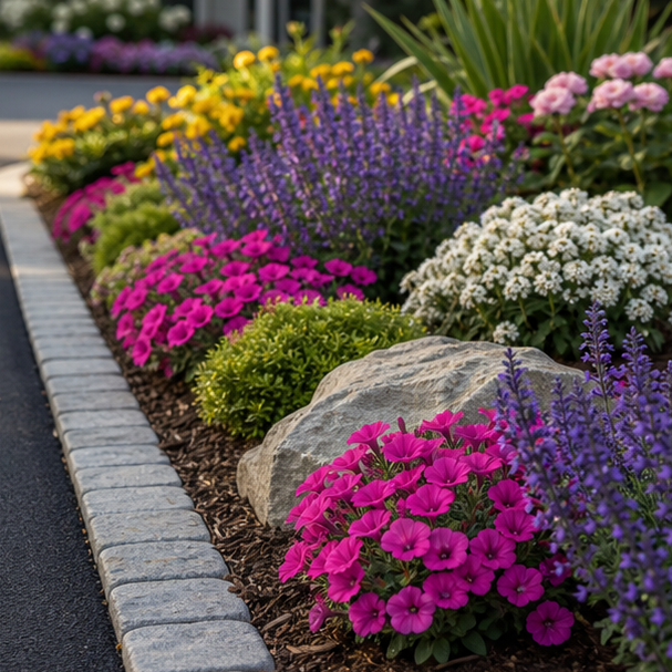 Driveway Flower Bed Ideas planting and material detail
