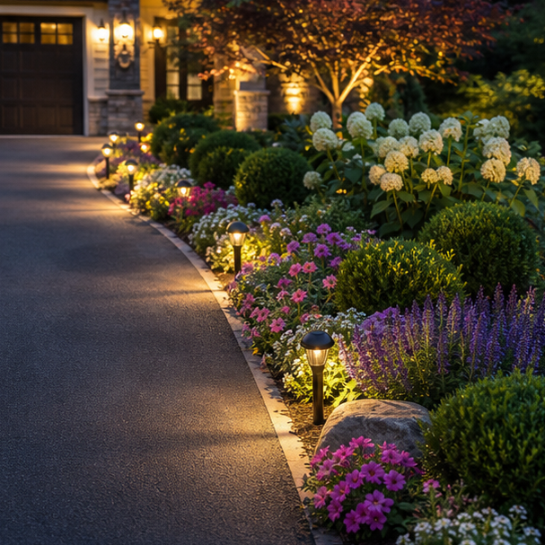 Driveway Flower Bed Ideas lighting idea