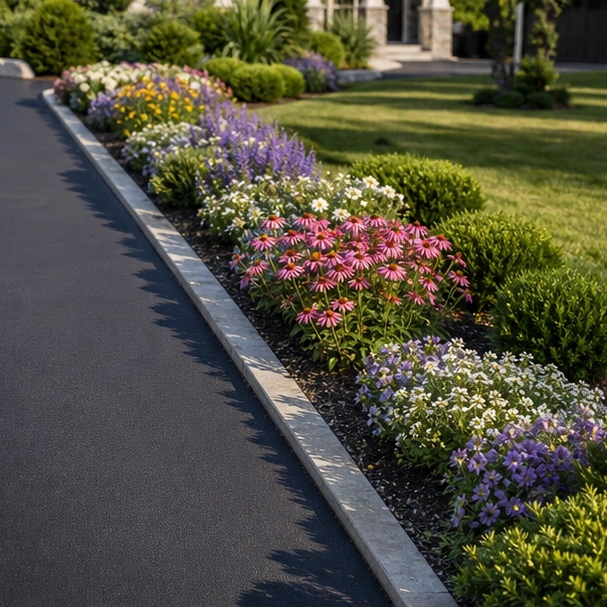 Driveway Flower Bed Ideas with planting strip