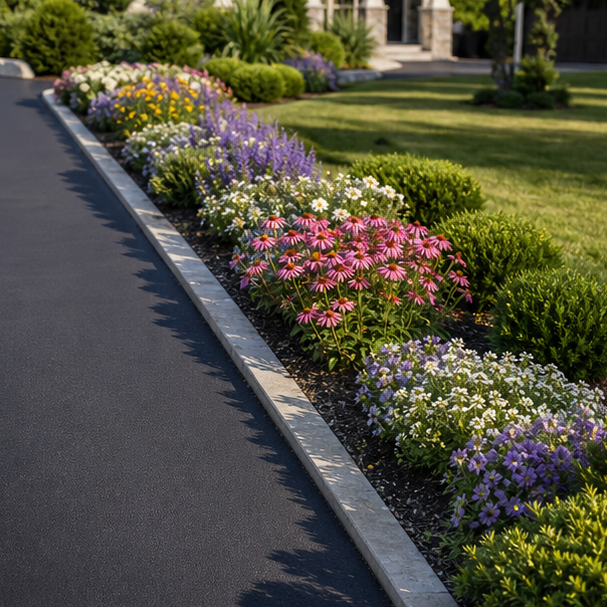 Driveway Flower Bed Ideas with planting strip