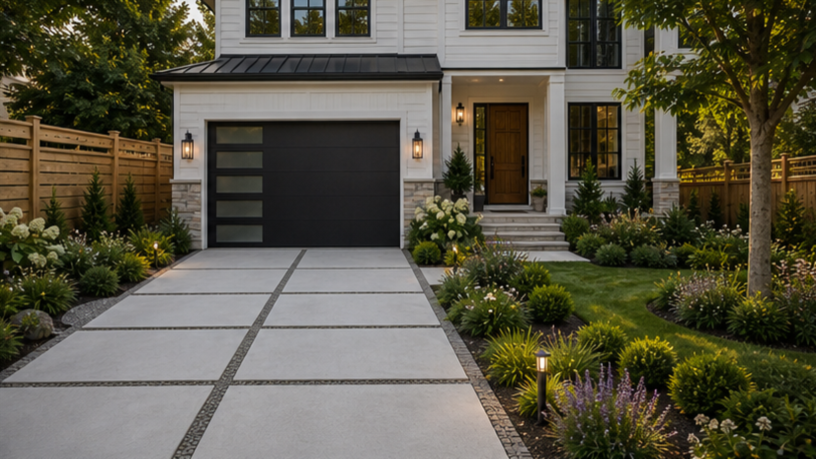 Driveway Ideas with a natural concrete look