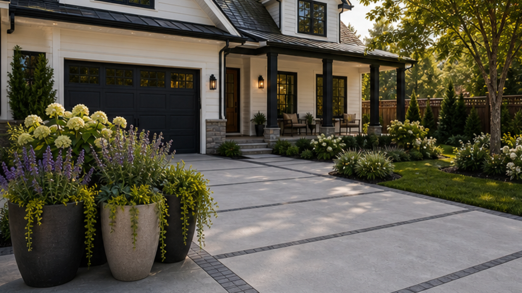 Driveway Ideas with grouped planters