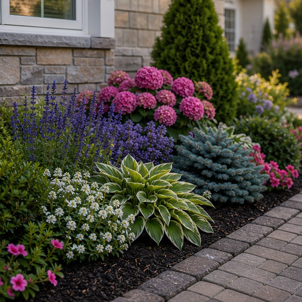 Flower Bed Around House Ideas planting and material detail