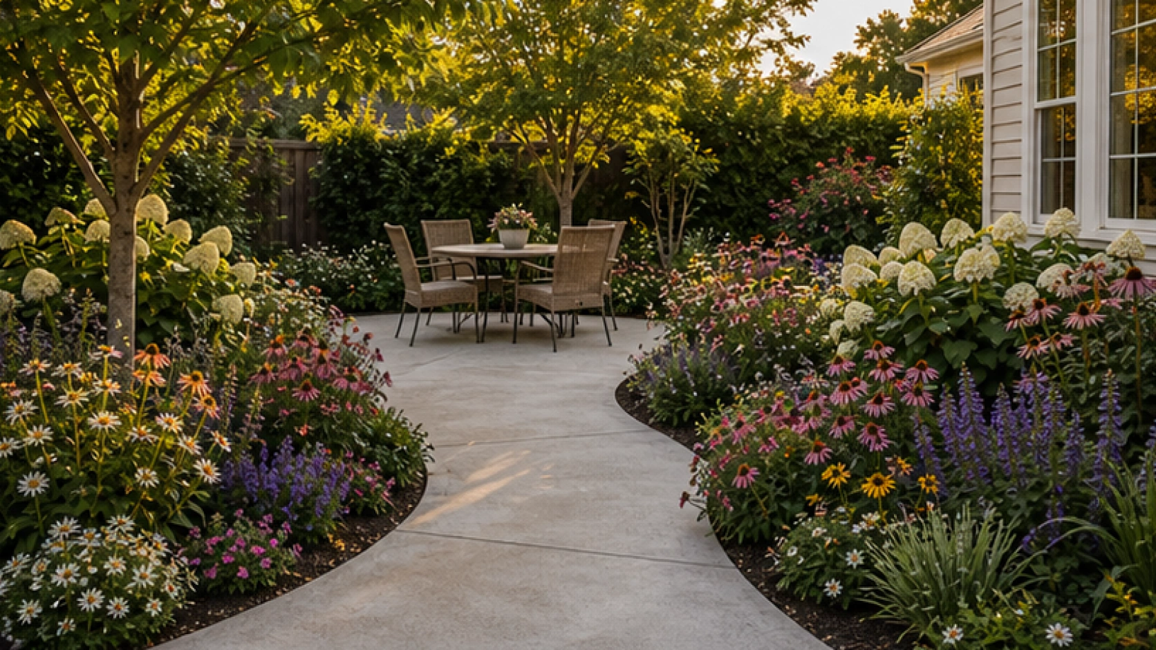 Flower Garden Ideas with a natural concrete look