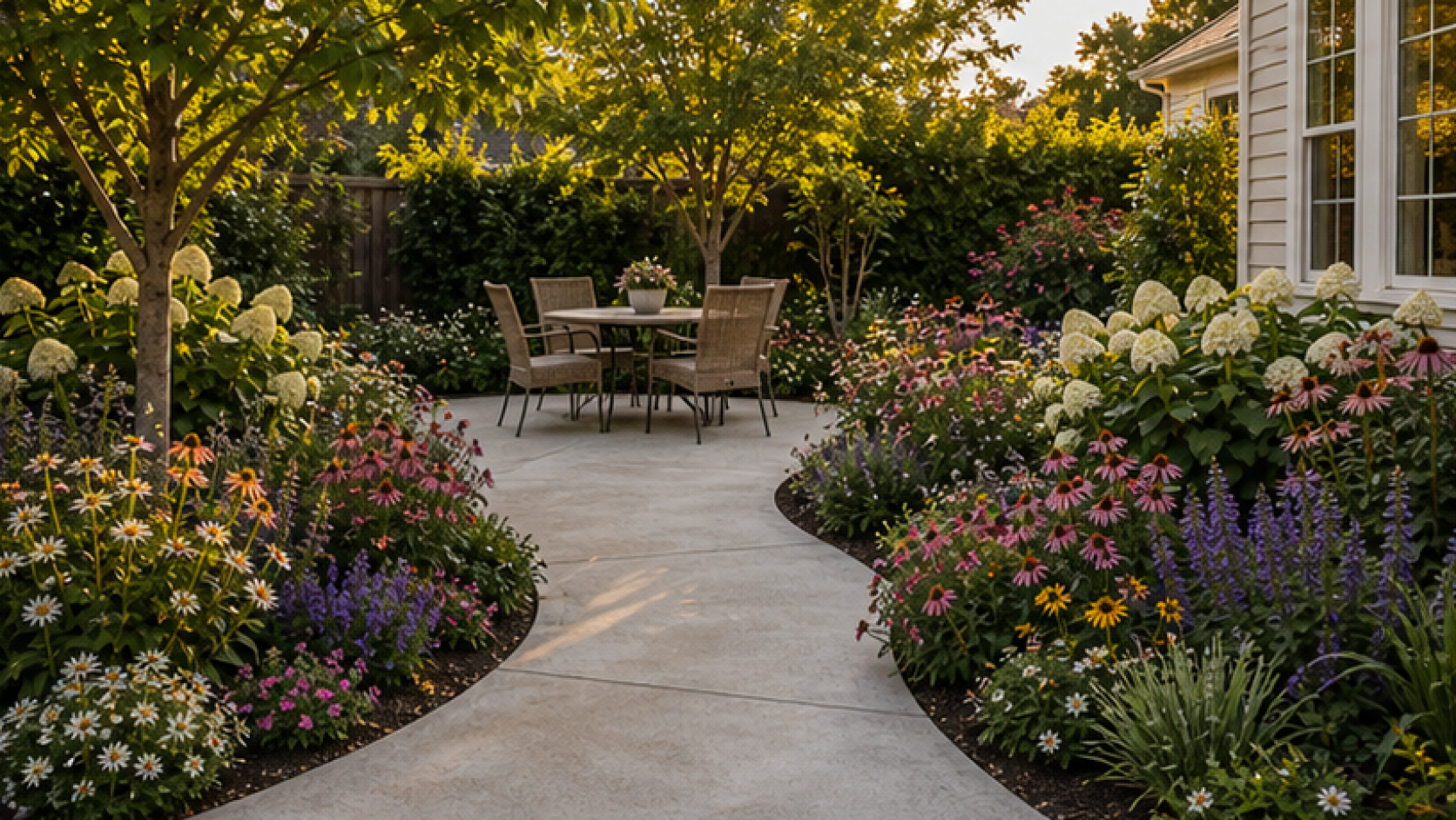 Flower Garden Ideas with a natural concrete look