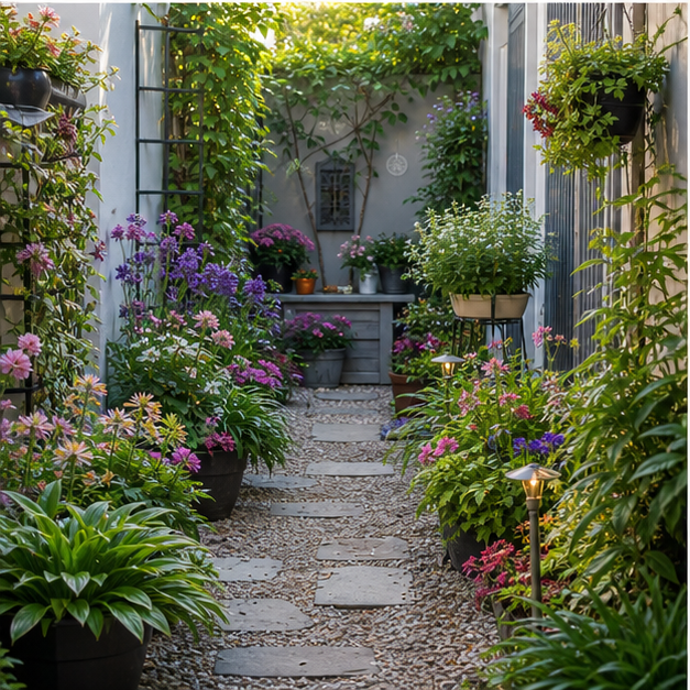 Flower Garden Ideas with small-space angle