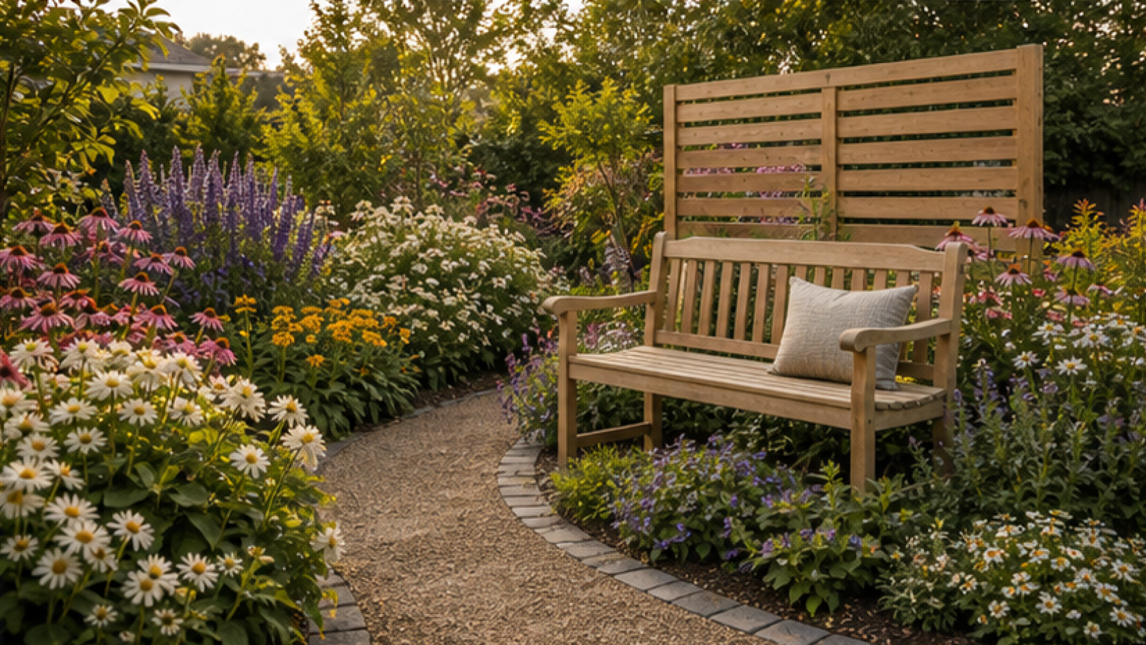 Flower Garden Ideas with natural wood accents