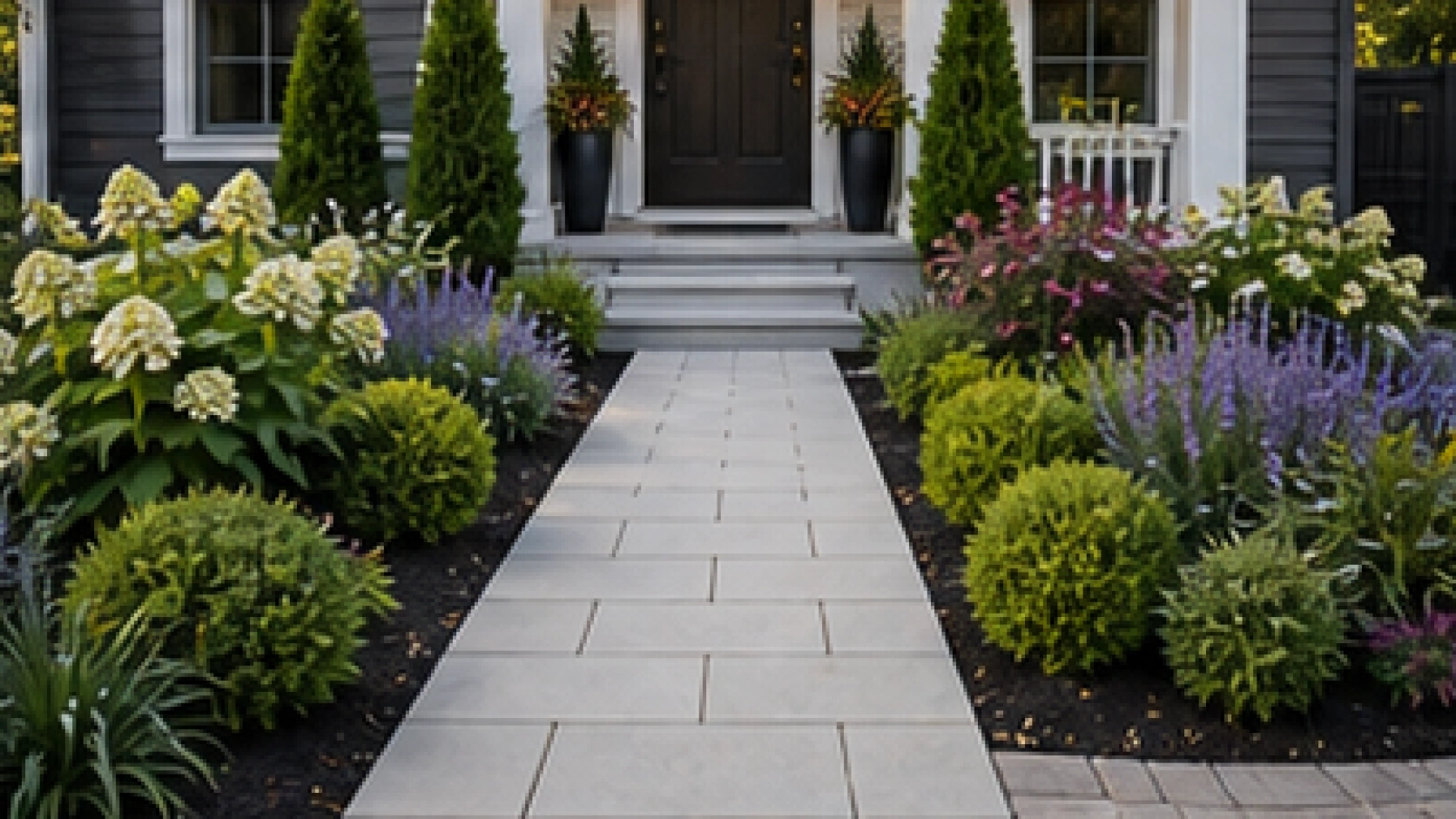 Front Porch Landscaping Ideas with light pavers