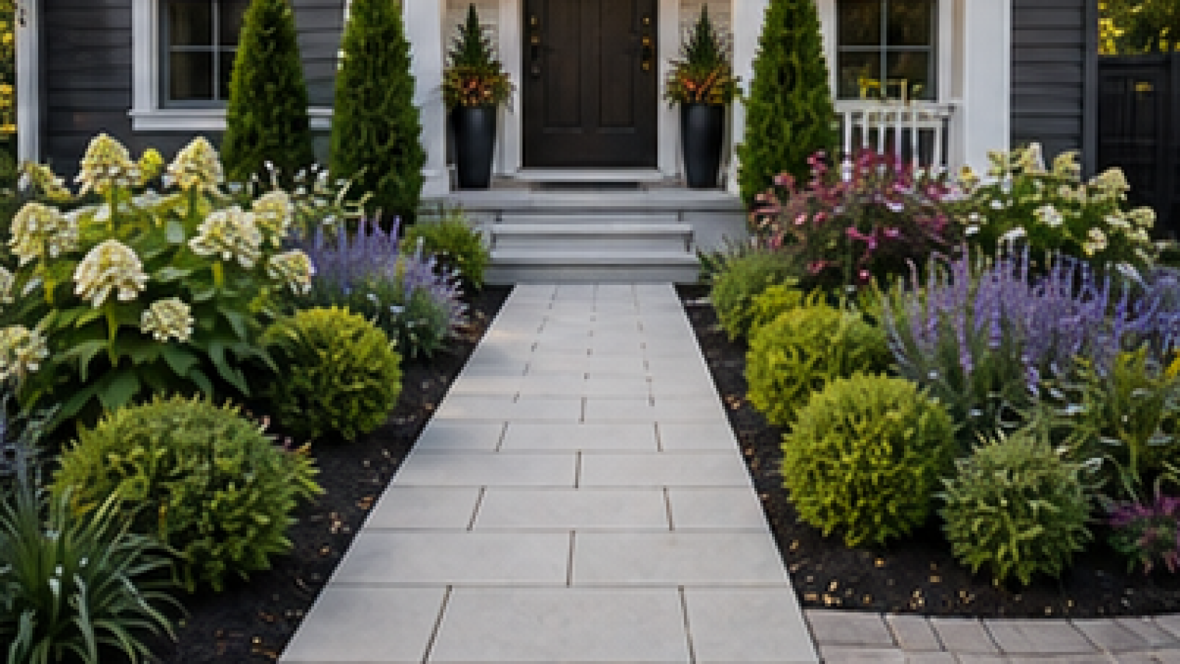 Front Porch Landscaping Ideas with light pavers