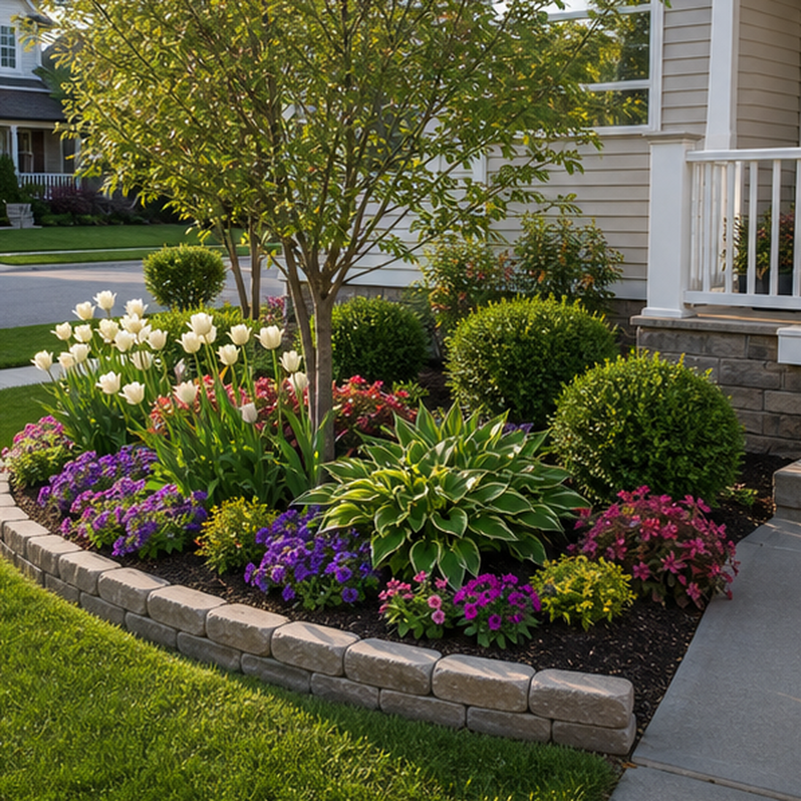 Front Yard Flower Bed Ideas planting and material detail
